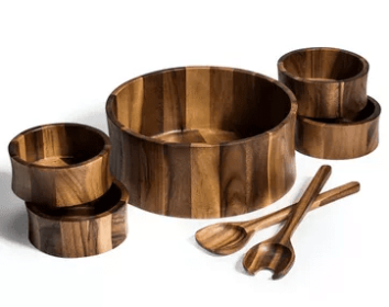 7 Piece - Extra Large Salad Bowl with Servers and 4 Individuals (size: )